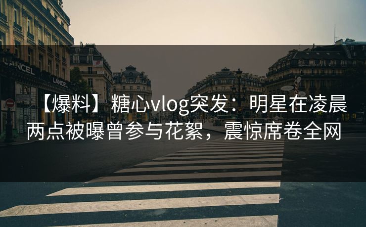 【爆料】糖心vlog突发：明星在凌晨两点被曝曾参与花絮，震惊席卷全网
